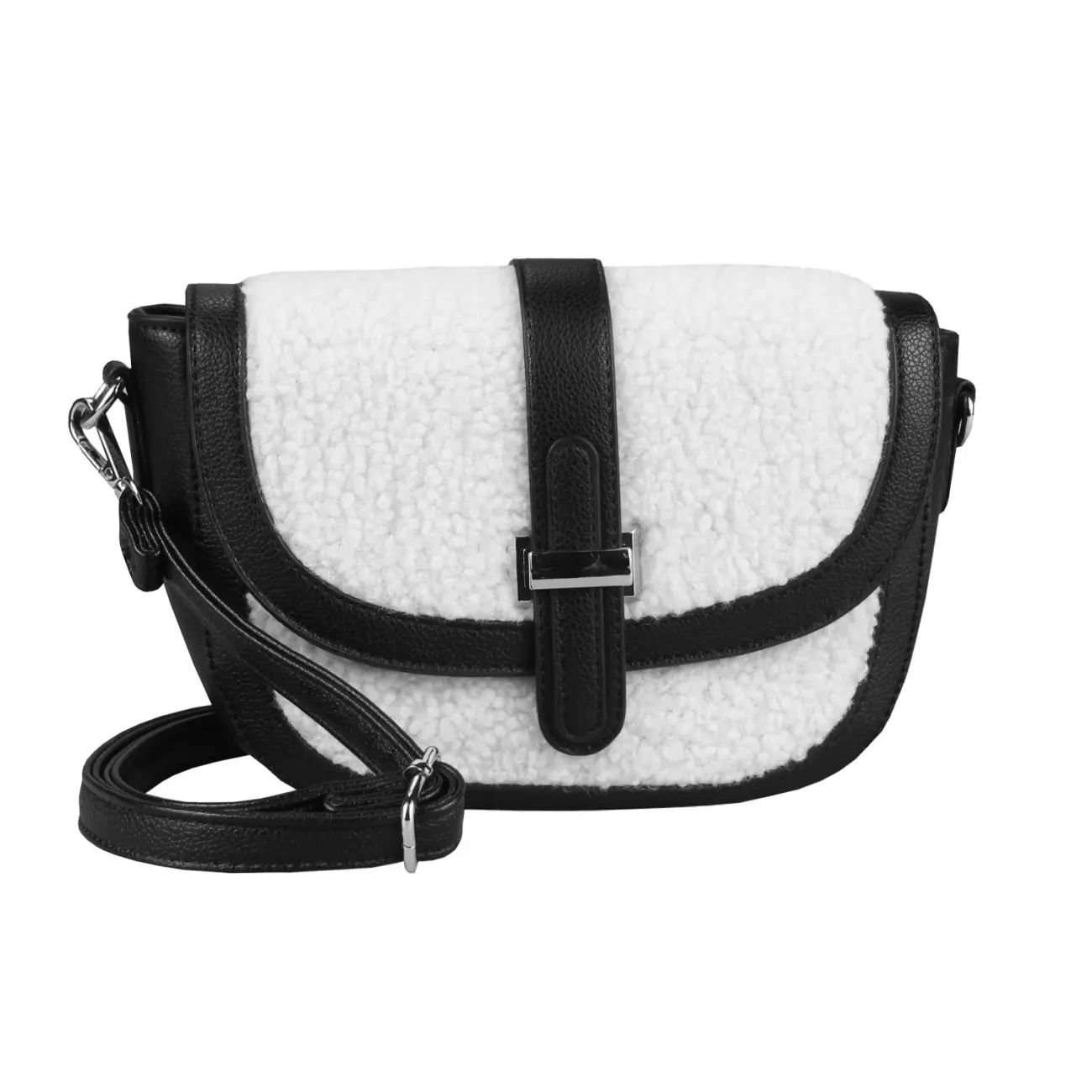 Damen Teddyfell Tasche Schultertasche Crossbody Kunstfell Umhängetasche CrossOver Überschlagtasche Bodybag Pelz Fell Plüsch Auslauf