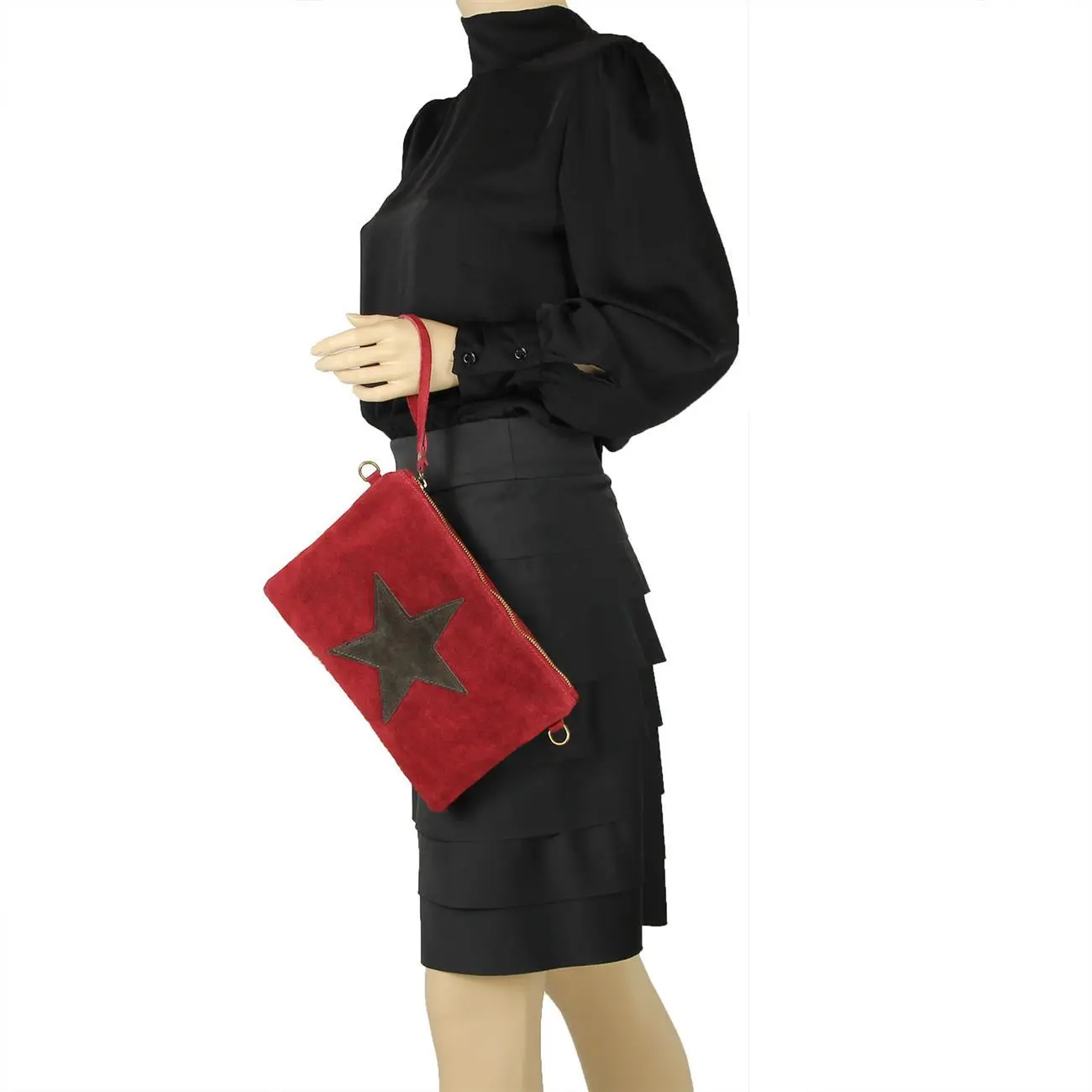 Ital. Stern Tasche Wildleder Ledertasche Schmucktasche Umhängetasche Clutch Borsetta Pochette Schultertasche CrossOver Abendtasche Verkauf