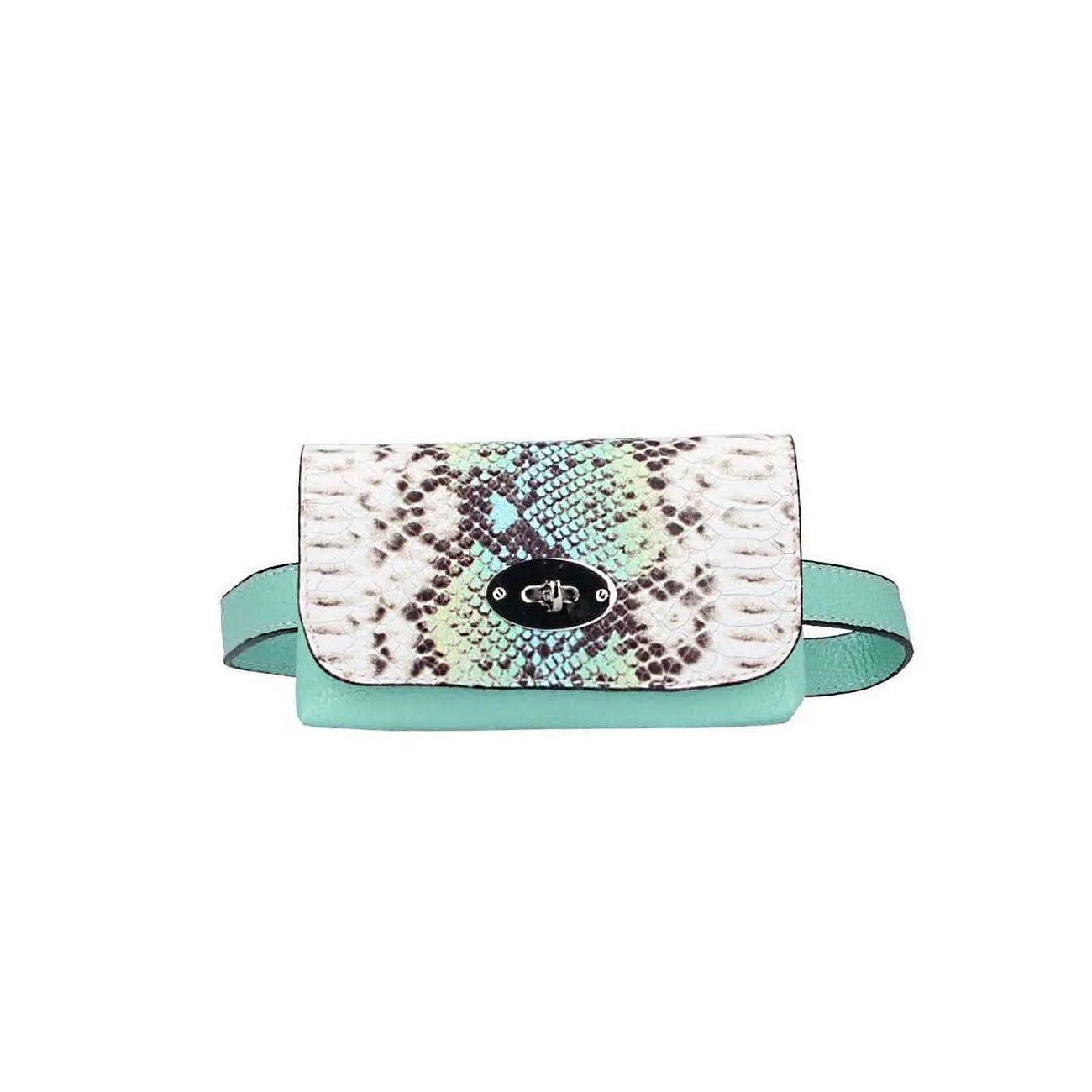 Made in Italy OBC DAMEN LEDER TASCHE Gürteltasche Crossbody Hüfttasche Bauchtasche Python Snake Muster im Angebot
