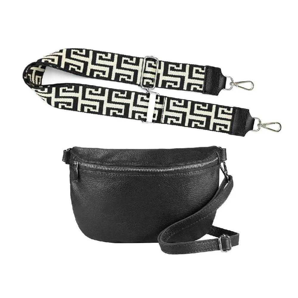 Made in Italy OBC DAMEN SET Gürteltasche + Schultergurt LEDER Crossbody Hüfttasche Bauchtasche Umhängetasche Brusttasche CrossOver Bodybag Schultertasche Handytasche Geldtasche Tasche Kosmetiktasche Meist gekauft