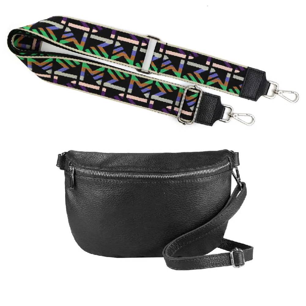 Made in Italy OBC DAMEN SET Gürteltasche + Schultergurt LEDER Crossbody Hüfttasche Bauchtasche Umhängetasche Brusttasche CrossOver Bodybag Schultertasche Handytasche Geldtasche Tasche Kosmetiktasche Meist gekauft