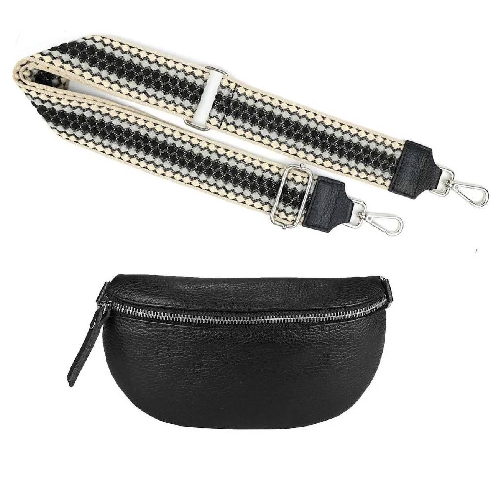 Made in Italy OBC DAMEN SET Gürteltasche + Schultergurt LEDER Crossbody Hüfttasche Bauchtasche Umhängetasche Brusttasche CrossOver Bodybag Schultertasche Handytasche Geldtasche Tasche Kosmetiktasche Meist gekauft