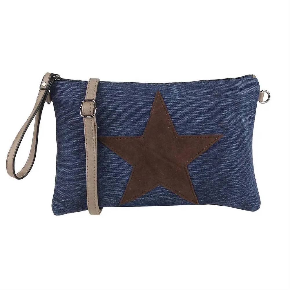 OBC Damen Stern Clutch Tasche Canvas Leder Strass Schultertasche Umhängetasche Verkauf