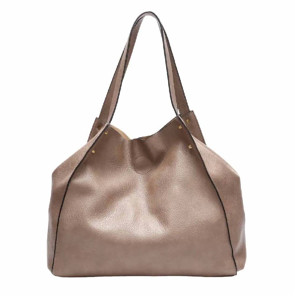 OBC DAMEN TASCHE XXL SET 2in1 Shopper Handtasche Hobo Bag Schultertasche Cross Over Body Bag Umhängetasche Crossbody Beuteltasche Leder Optik DIN-A4 Nieten Outlet