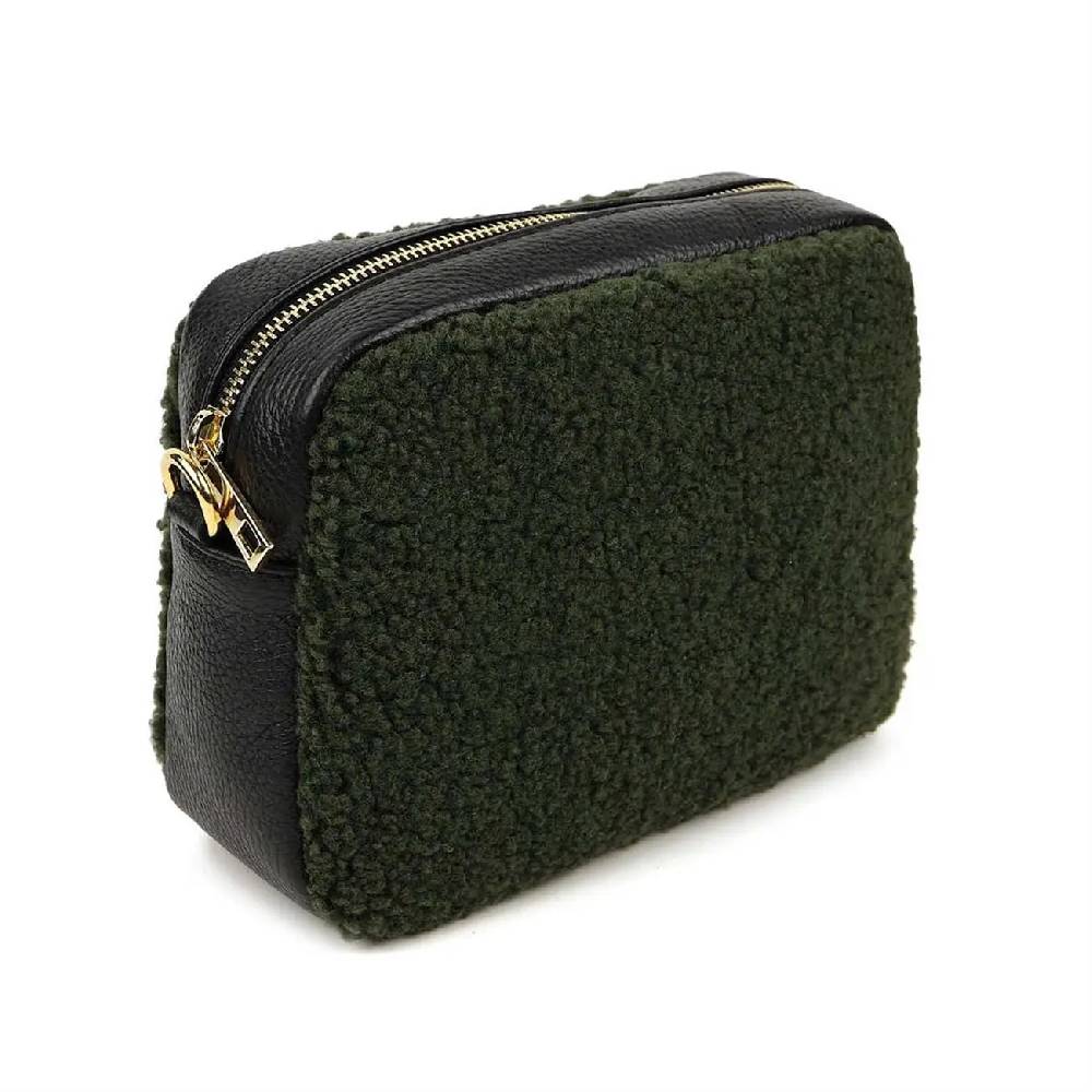 OBC Made in Italy Damen Teddy Tasche Schultertasche Pelz Bodybag Ledertasche Umhängetasche Kunstfell Crossover Damentasche Crossbody Plüsch Felltasche Wintertasche Angebote