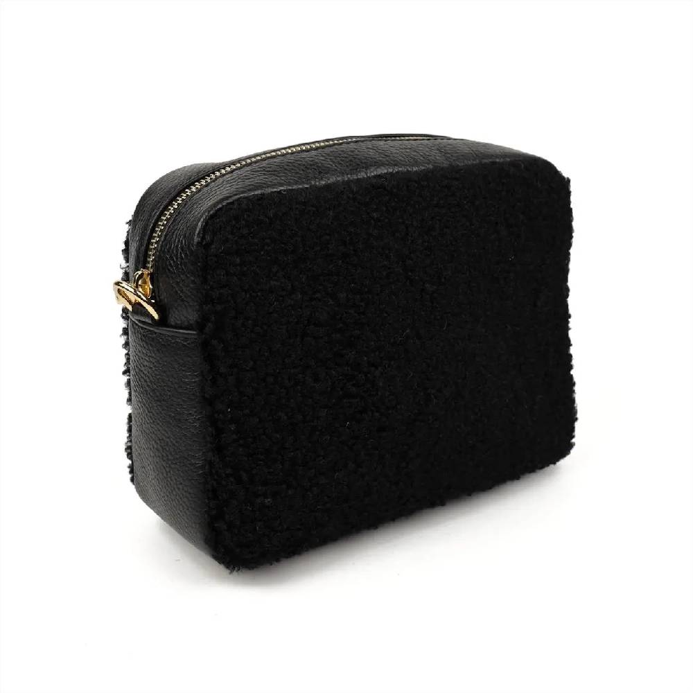 OBC Made in Italy Damen Teddy Tasche Schultertasche Pelz Bodybag Ledertasche Umhängetasche Kunstfell Crossover Damentasche Crossbody Plüsch Felltasche Wintertasche Angebote