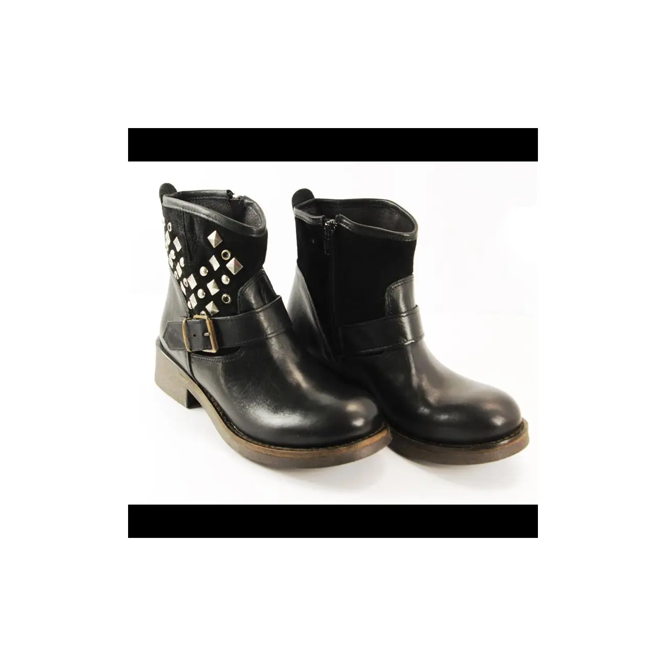 Ovye by Cristina Lucchi echt Leder Stiefel Stiefeletten Schuhe Ankle Boots Biker Schlussverkauf