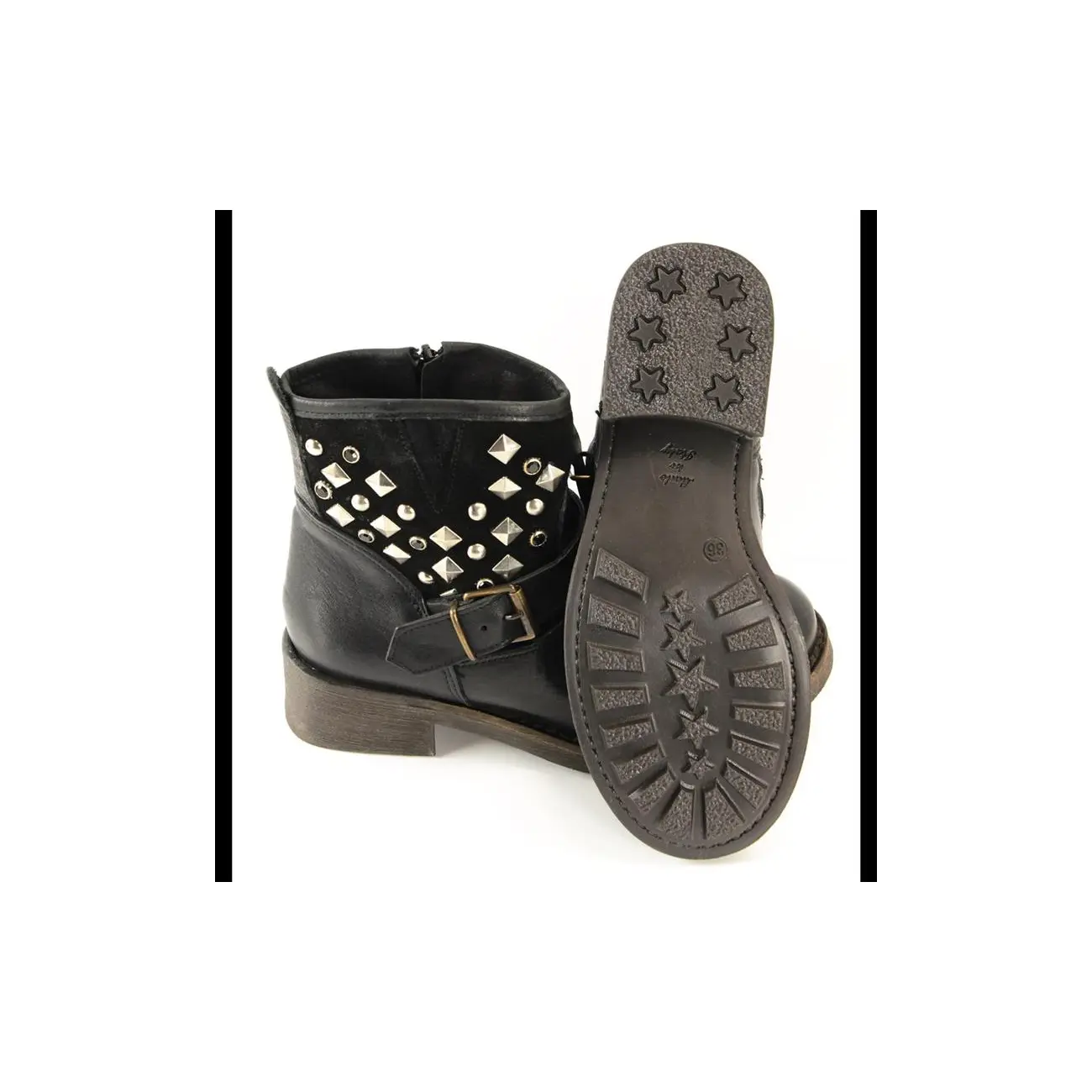 Ovye by Cristina Lucchi echt Leder Stiefel Stiefeletten Schuhe Ankle Boots Biker Schlussverkauf