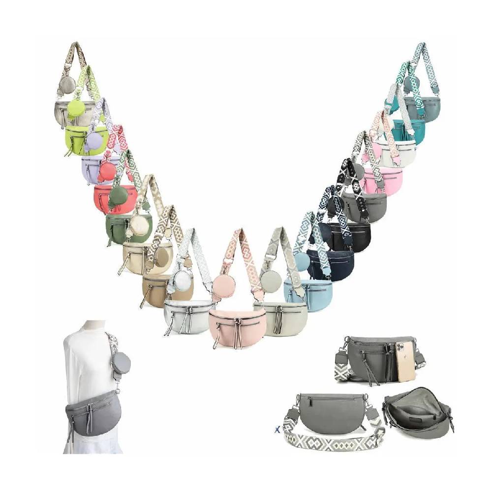 OBC ITALYSHOP24 Damen Tasche Umhängetasche Brusttasche Muster Gürtel Bauchtasche Crossbody Gürteltasche Hüfttasche Crossover Bodybag Schultertasche Handytasche Leder Optik