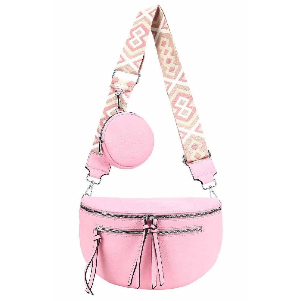 OBC ITALYSHOP24 Damen Tasche Umhängetasche Brusttasche Muster Gürtel Bauchtasche Crossbody Gürteltasche Hüfttasche Crossover Bodybag Schultertasche Handytasche Leder Optik Outlet