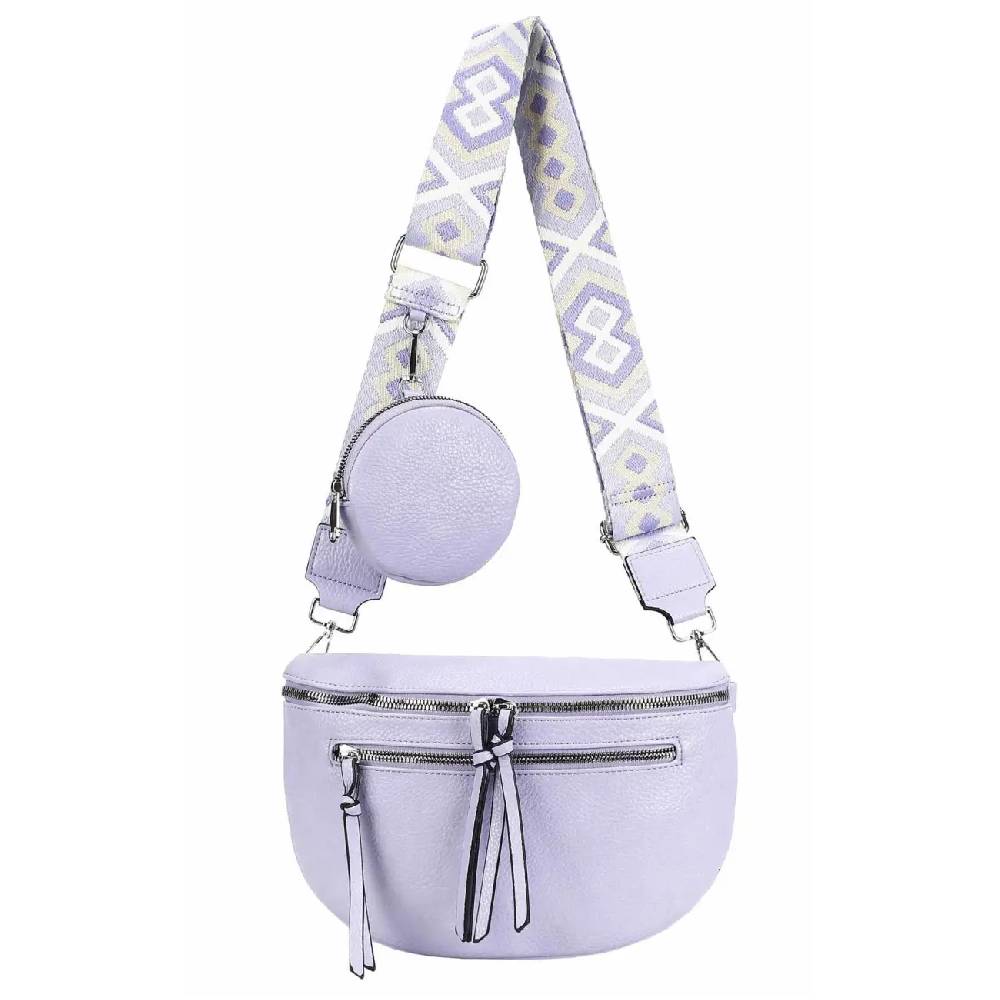 OBC ITALYSHOP24 Damen Tasche Umhängetasche Brusttasche Muster Gürtel Bauchtasche Crossbody Gürteltasche Hüfttasche Crossover Bodybag Schultertasche Handytasche Leder Optik Outlet