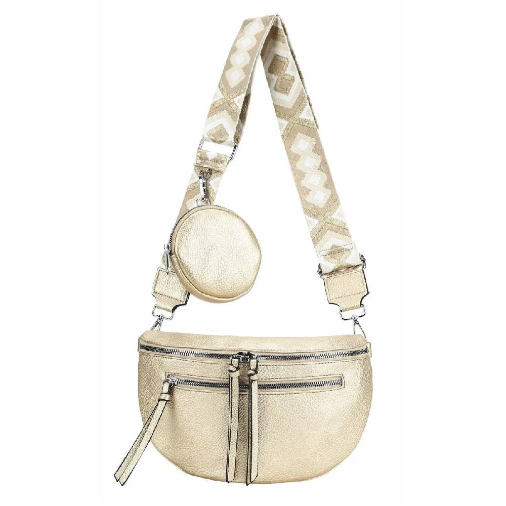 OBC ITALYSHOP24 Damen Tasche Umhängetasche Brusttasche Muster Gürtel Bauchtasche Crossbody Gürteltasche Hüfttasche Crossover Bodybag Schultertasche Handytasche Leder Optik Outlet