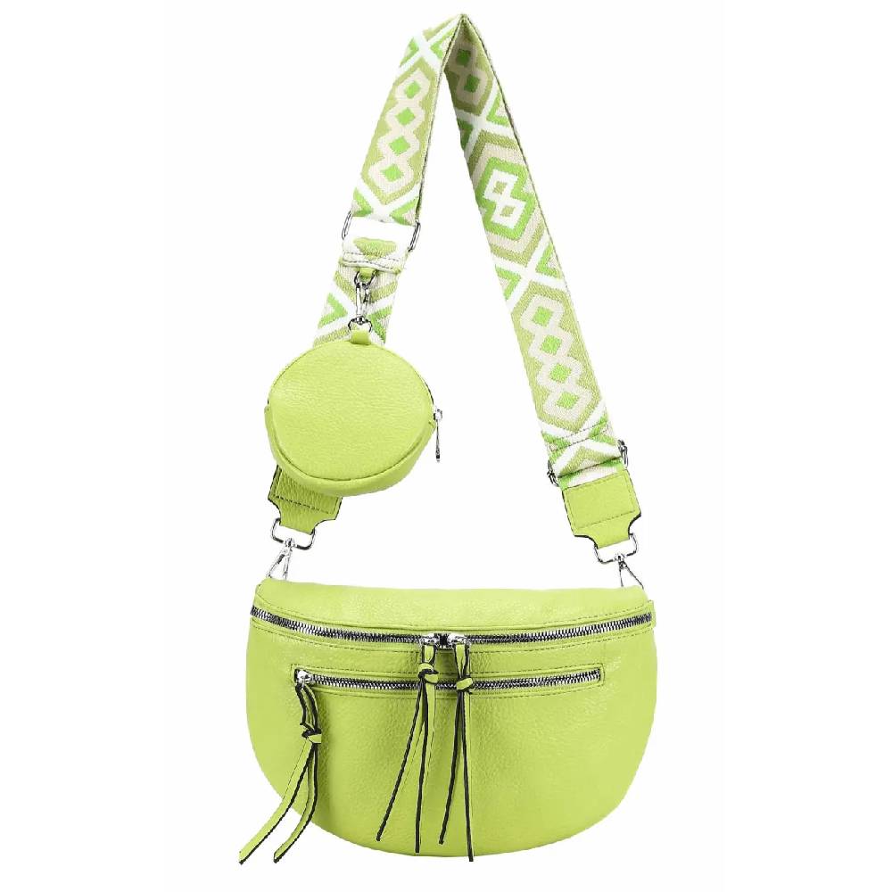 OBC ITALYSHOP24 Damen Tasche Umhängetasche Brusttasche Muster Gürtel Bauchtasche Crossbody Gürteltasche Hüfttasche Crossover Bodybag Schultertasche Handytasche Leder Optik Outlet