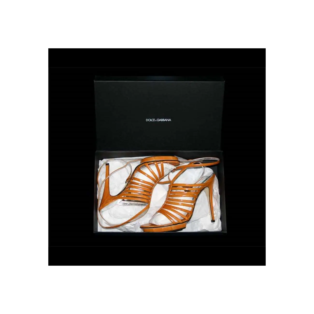Dolce & Gabbana D&G HIGH HEELS Pumps Römer Sandalette Lederschuhe Schuhe Riemchen Riemchenpumps Cognac Gr. 40 im Angebot