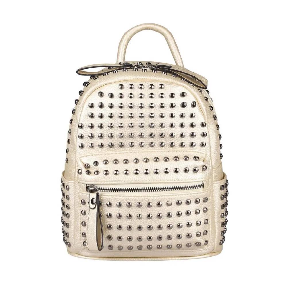 DAMEN NIETEN RUCKSACK TASCHE Cityrucksack Stadtrucksack Metallic Backpack Schultertasche Handtasche Umhängetasche Shopper Daypack Blitzverkäufe