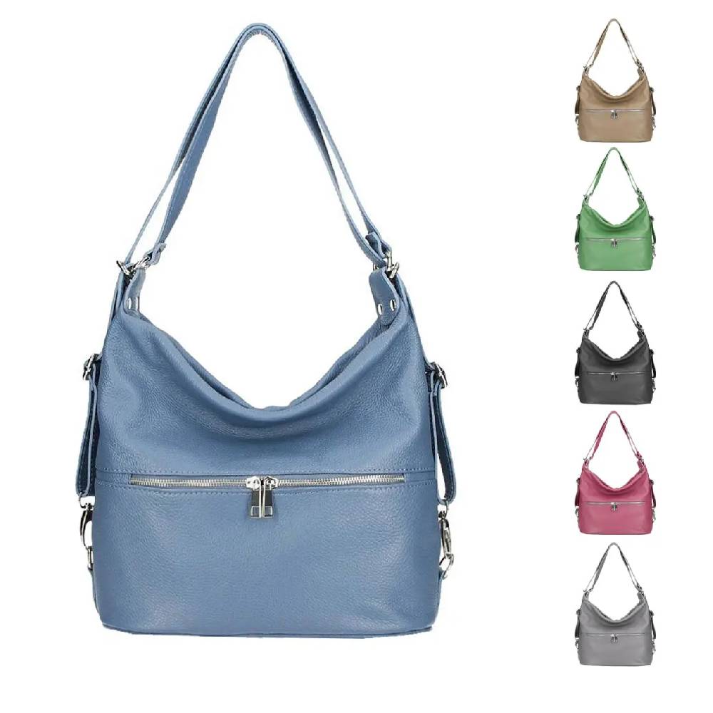 OBC Made in Italy DAMEN echt LEDER 2in1 Handtasche Rucksack Schultertasche CityRucksack Stadtrucksack BackPack Lederrucksack Daypack Ledertasche