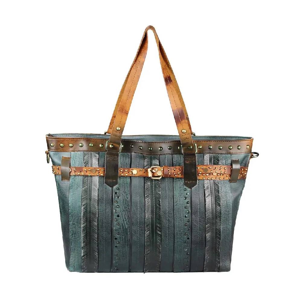 DAMEN TASCHE DIN-A4 Shopper Tote Bag Henkeltasche Handtasche Leder Optik Umhängetasche Schultertasche Beuteltasche Nietentasche Blitzverkäufe