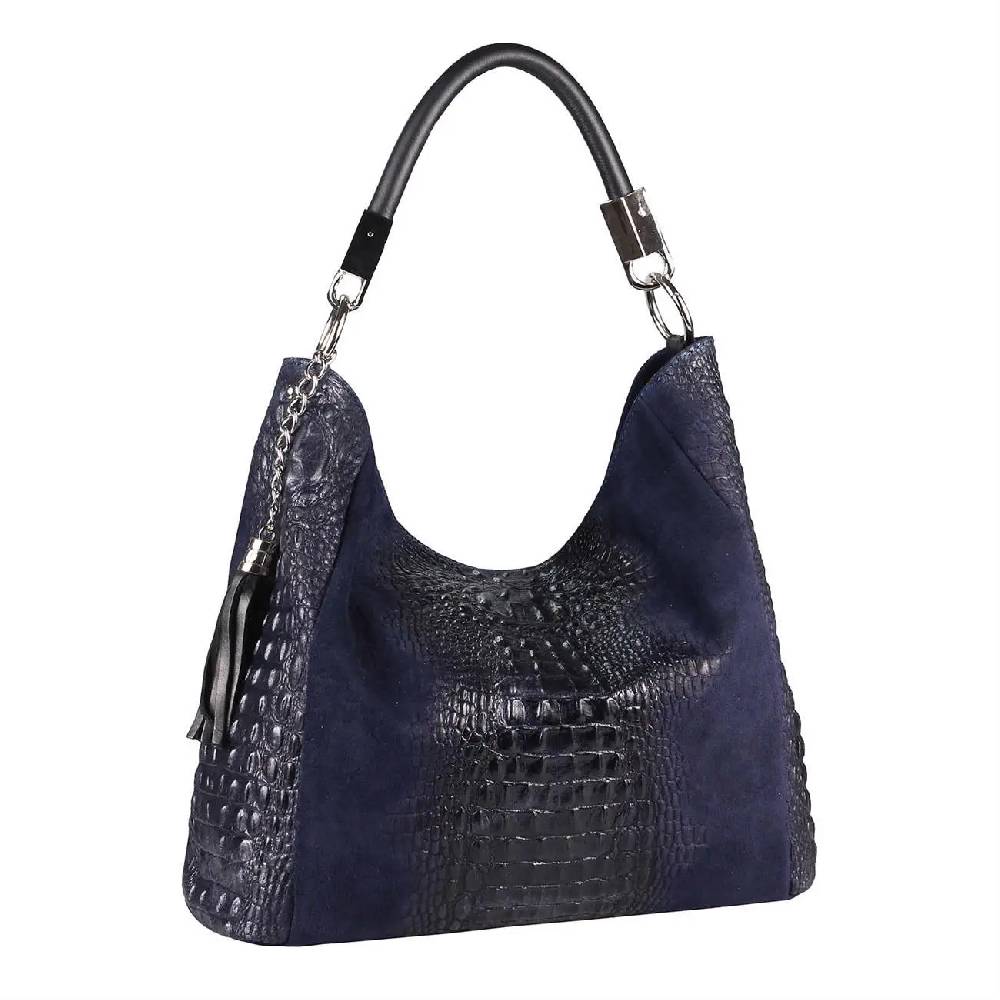 OBC Made in Italy DAMEN LEDER TASCHE KROKO-Prägung Shopper Tote Bag Wildleder Schultertasche Handtasche Business DIN-A4 Outlet