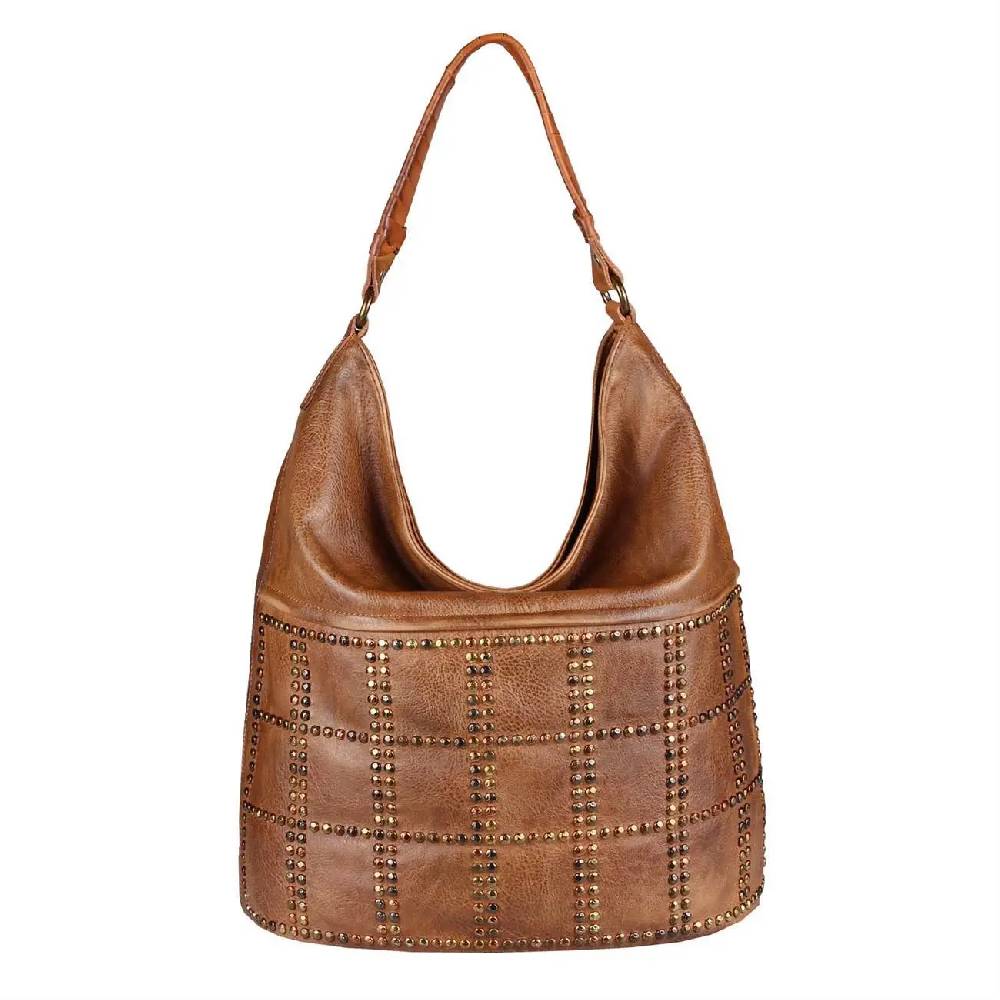 DAMEN HAND-TASCHE Hobo Bag Tasche Henkeltasche Nietentasche Umhängetasche Shopper Schultertasche Beuteltasche Auslauf