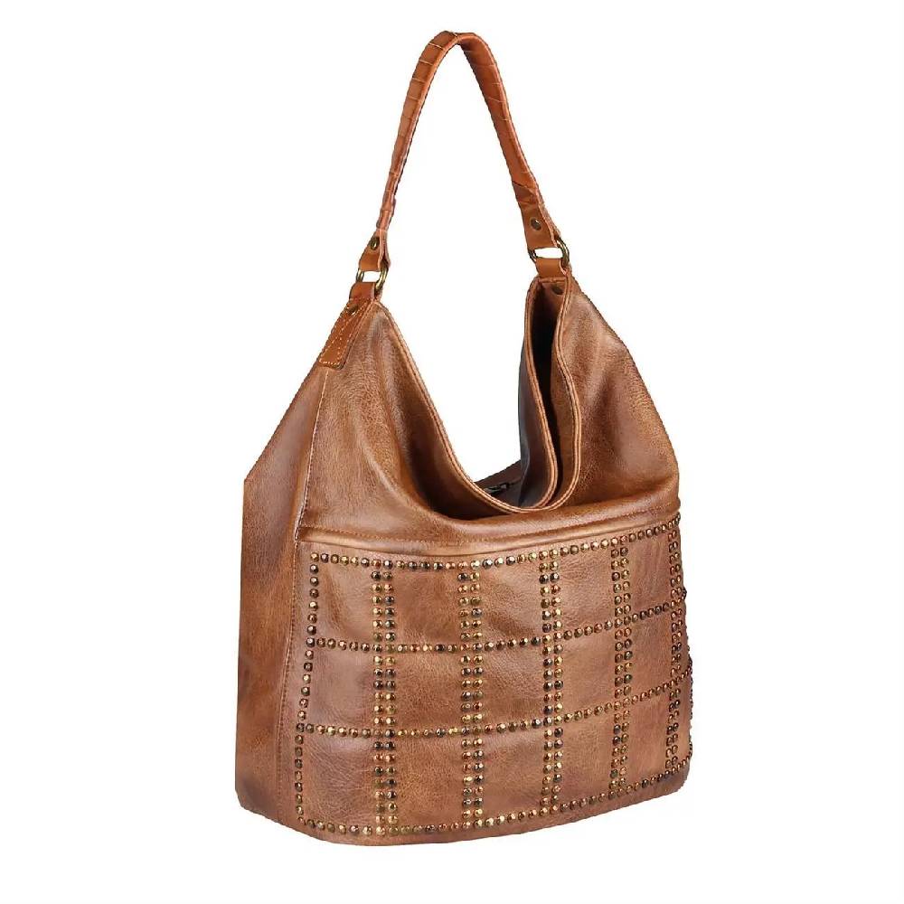 DAMEN HAND-TASCHE Hobo Bag Tasche Henkeltasche Nietentasche Umhängetasche Shopper Schultertasche Beuteltasche Auslauf