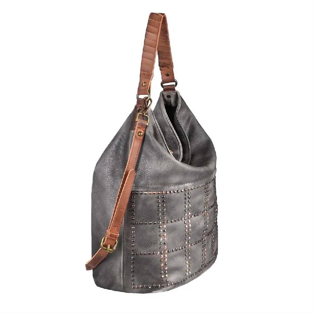 DAMEN HAND-TASCHE Hobo Bag Tasche Henkeltasche Nietentasche Umhängetasche Shopper Schultertasche Beuteltasche Auslauf