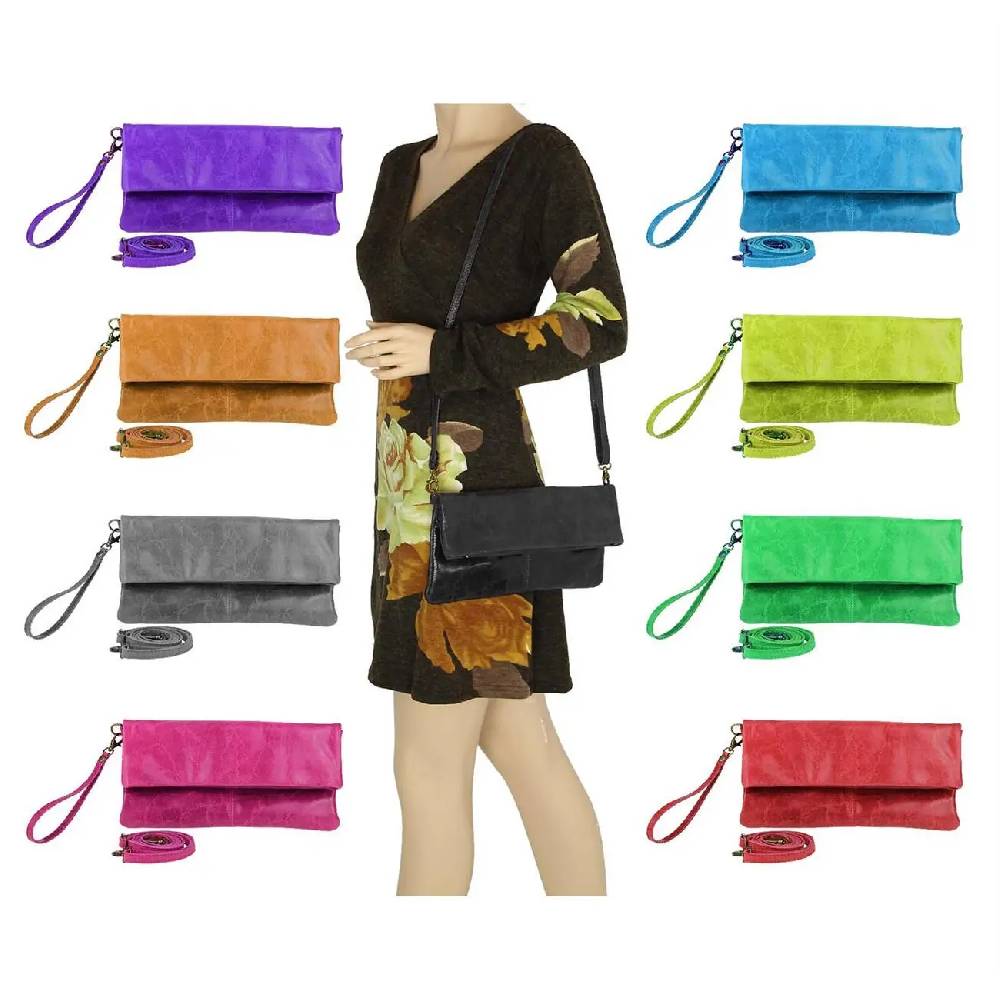 OBC Made in Italy Leder Damen Schultertasche Rindleder Vera Pelle Borsetta Tasche Clutch Schmucktasche Umhängetasche