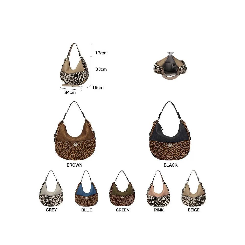 OBC DAMEN SHOPPER TASCHE HANDTASCHE Hobo Bag Kette Henkeltasche Schultertasche Umhängetasche Beuteltasche Leoparden Print