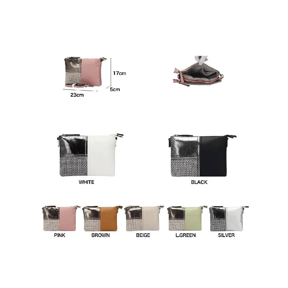DAMEN 2xFach ABEND TASCHE CLUTCH POCHETTE Unterarmtasche Handtasche Schultertasche Umhängetasche Leder Optik Silbern