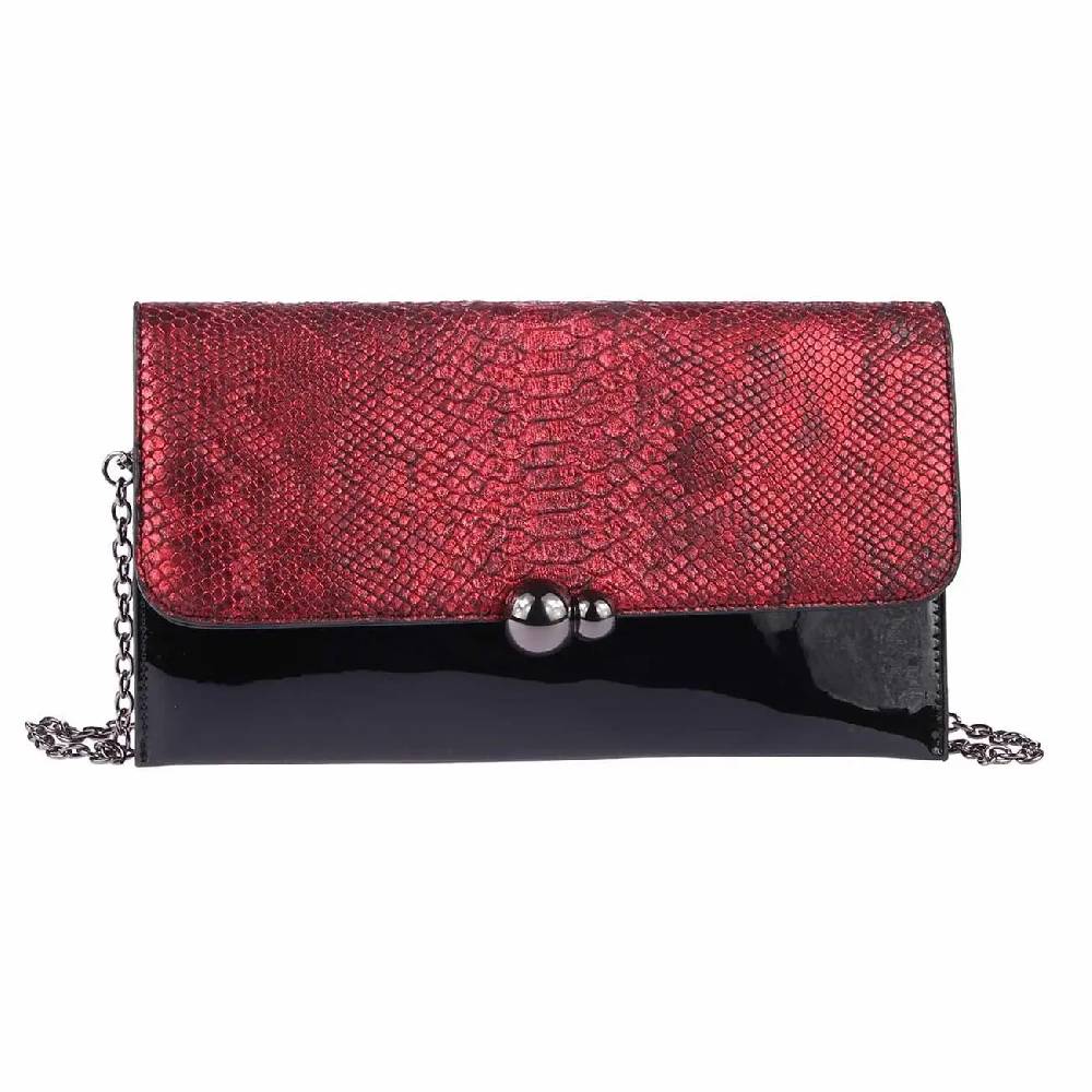 DAMEN ABENDTASCHE CLUTCH POCHETTE Umschlag-Tasche Reptilprägung Kettentasche Unterarmtasche Handtasche Schultertasche Umhängetasche Meist gekauft