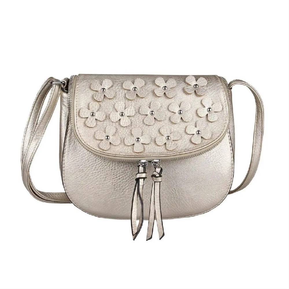 DAMEN BLUMEN TASCHE Schultertasche Umhängetasche Schmucktasche CrossOver Handtasche Abendtasche Crossbody Henkeltasche Leder Optik Blitzverkäufe