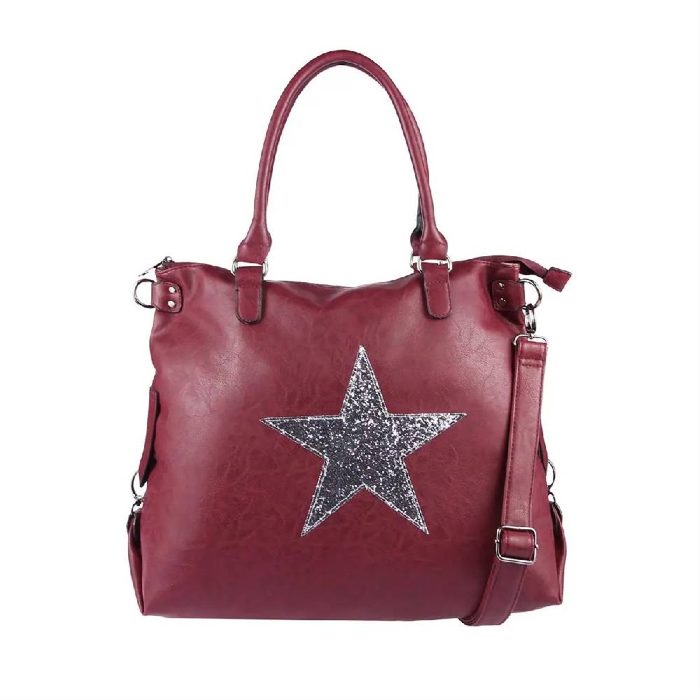 OBC ital-design DAMEN STERN TASCHE Shopper XXL DIN-A4 Handtasche Schultertasche Beuteltasche Henkeltasche CrossOver Umhängetasche Cyber Monday