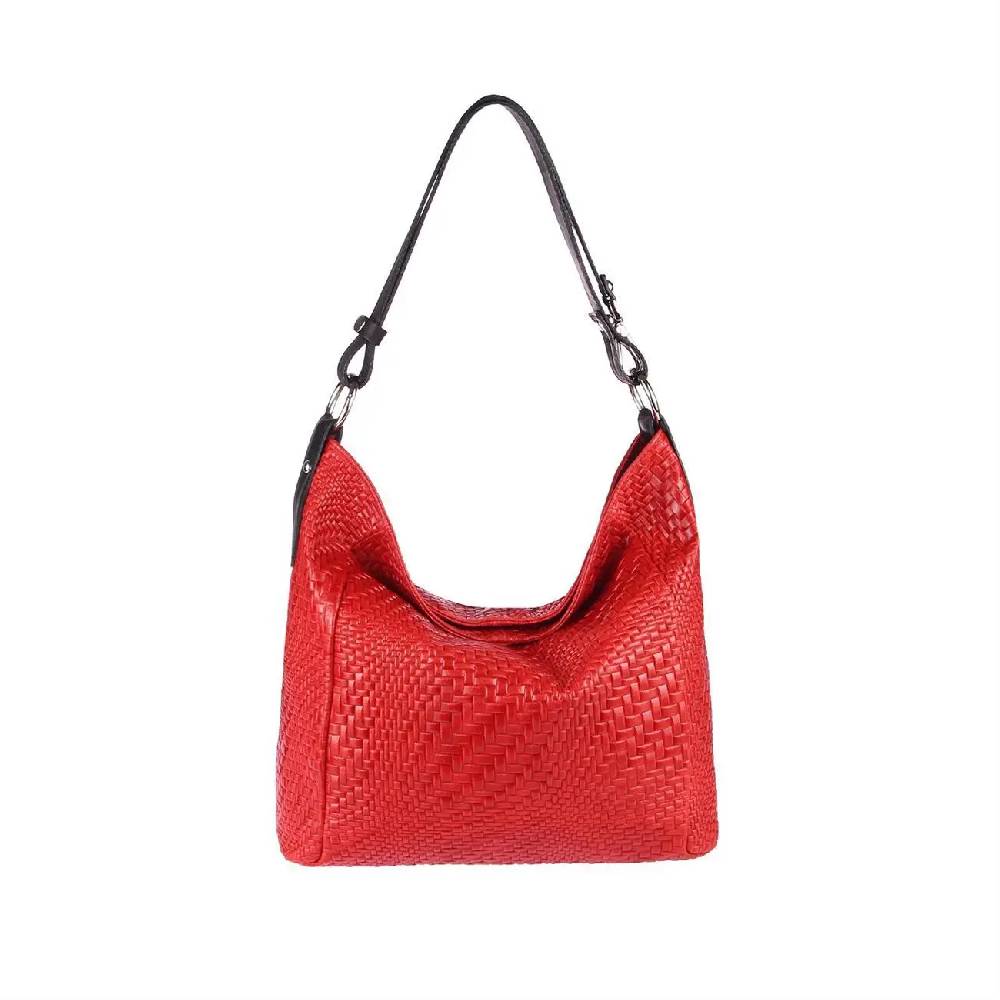OBC Made in Italy DAMEN TASCHE LEDER DIN-A4 Shopper Schultertasche Umhängetasche Ledertasche Handtasche Henkeltasche Flechtoptik Fabrikverkauf