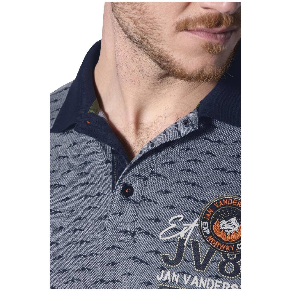 Jan Vanderstorm Poloshirt HALVESEN blau gemustert Meist gekauft