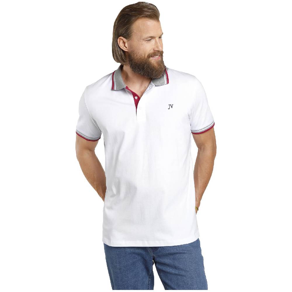 Jan Vanderstorm Doppelpack Poloshirt JOHAN weiß grau Auslauf