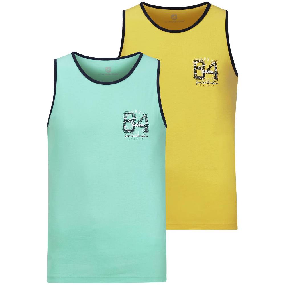 Jan Vanderstorm Doppelpack Tanktop SAKARI gelb mint
