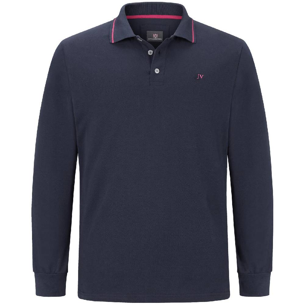 Jan Vanderstorm Langarm-Poloshirt ELLIS dunkelblau