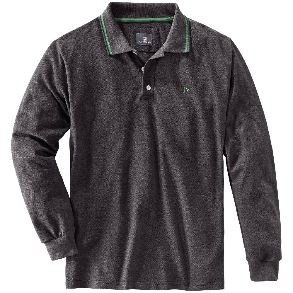 Jan Vanderstorm Langarm-Poloshirt ELLIS dunkelgrau Schlussverkauf