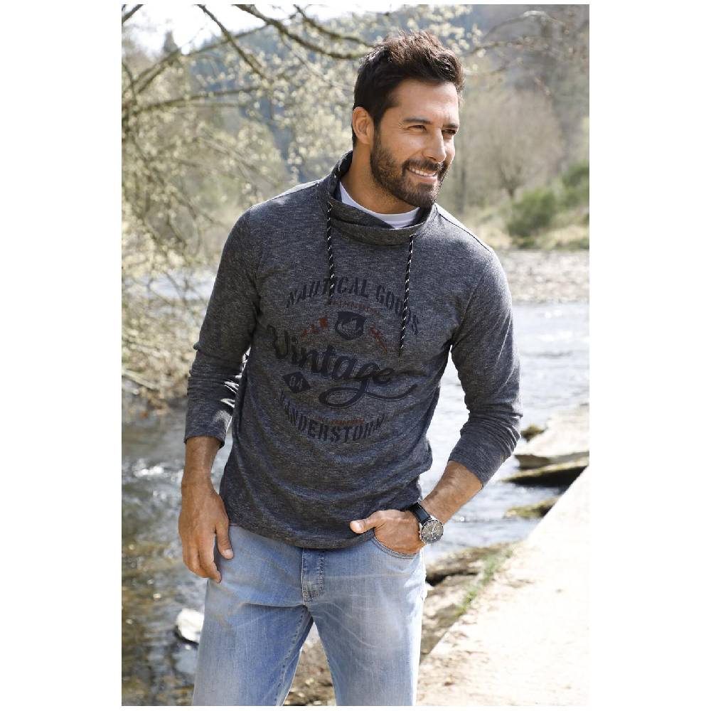 Jan Vanderstorm Sweatshirt HAGEN blau melange Verkauf