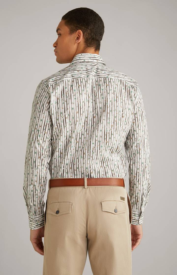 Joop Hemd Pai in Offwhite/Hellgrün/Braun gemustert Outlet