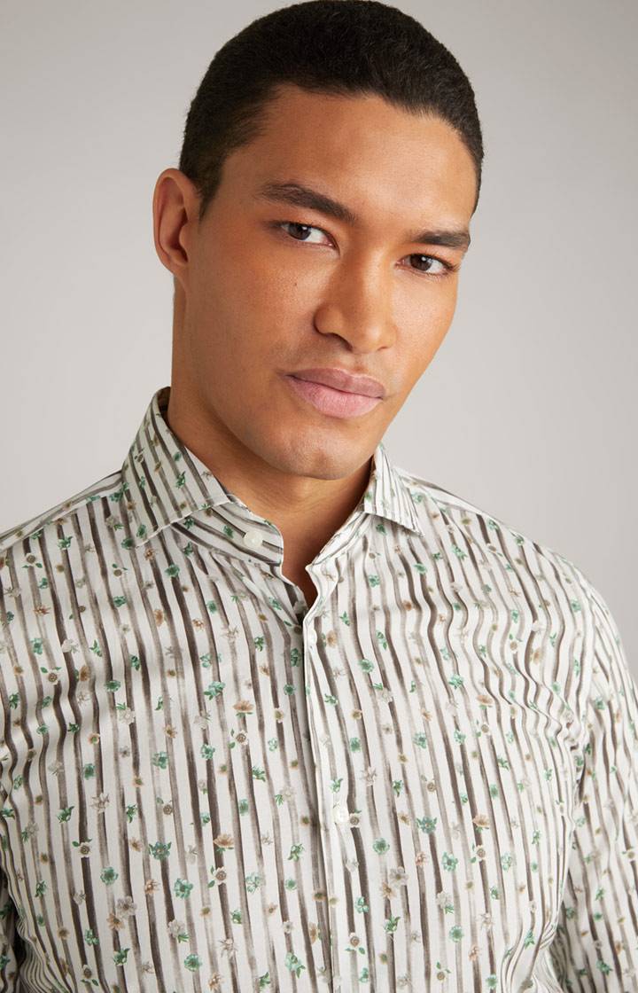 Joop Hemd Pai in Offwhite/Hellgrün/Braun gemustert Outlet