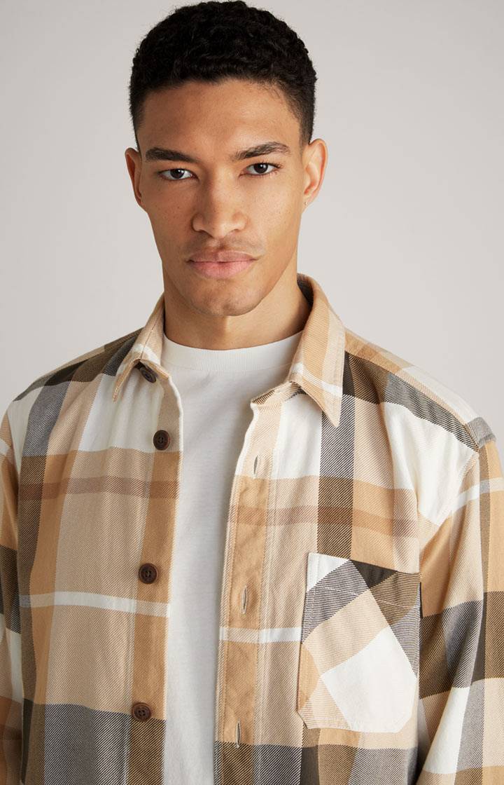 Joop Hemd Harvi in Beige kariert Verkauf