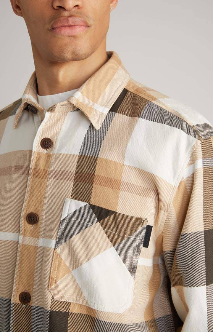 Joop Hemd Harvi in Beige kariert Verkauf