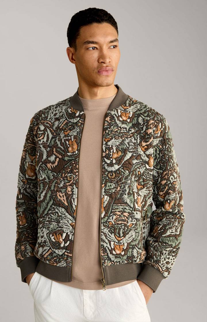 Joop Collegejacke Danger in Grün/Braun gemustert