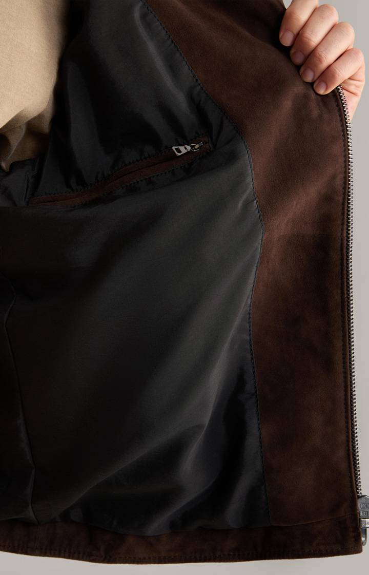 Joop Velours-Lederjacke Lezy in Dunkelbraun Fabrikverkauf