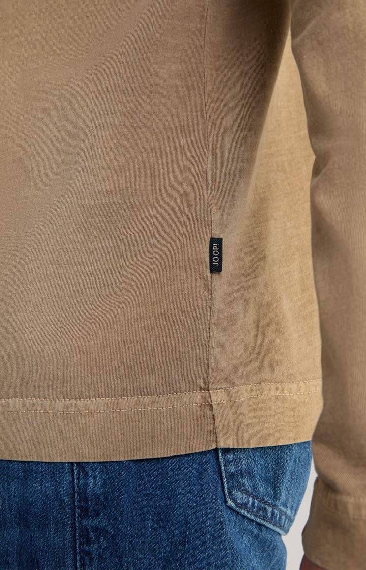Joop Baumwoll-Langarmshirt Carlito in Hellbraun Auslauf