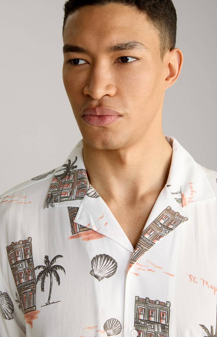Joop Viskose-Hemd Kawai in Offwhite/Braun/Rot gemustert Outlet