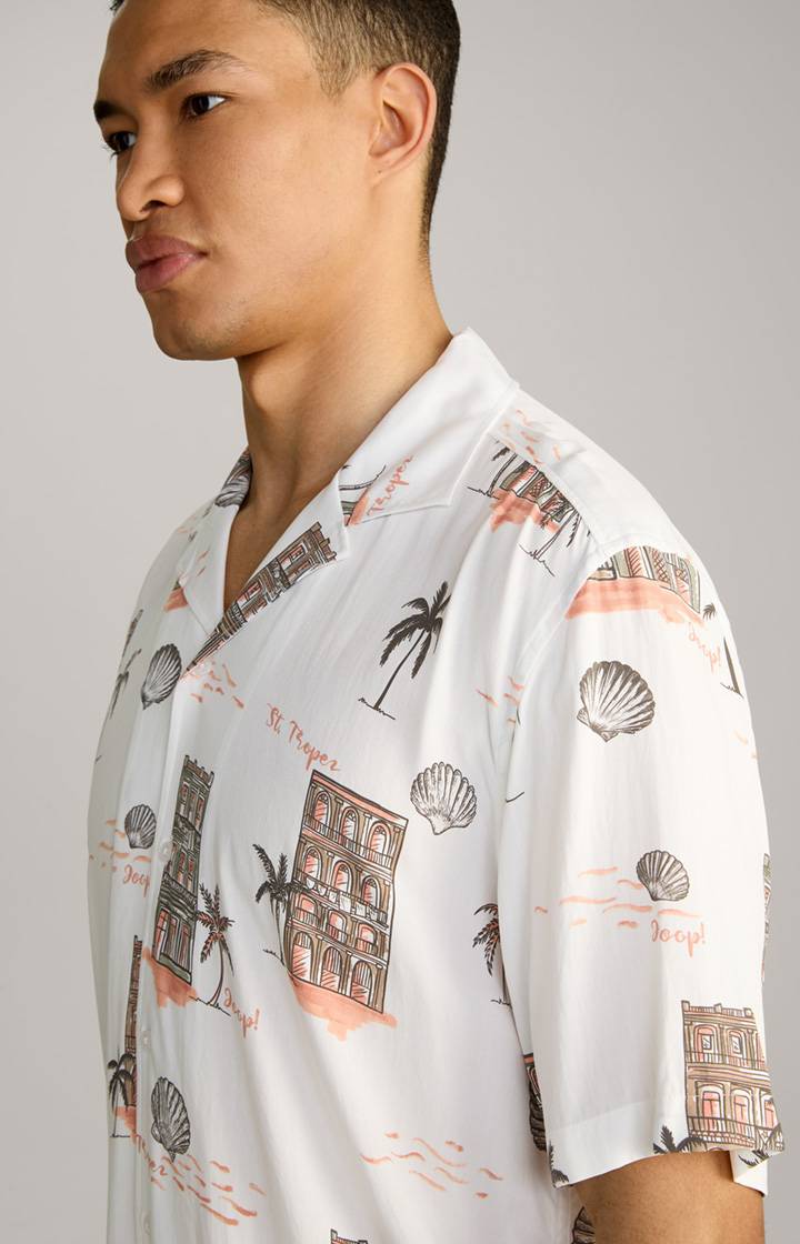 Joop Viskose-Hemd Kawai in Offwhite/Braun/Rot gemustert Outlet