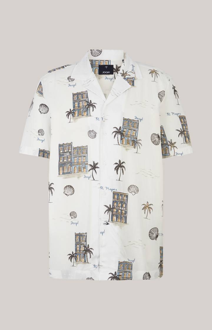 Joop Viskose-Hemd Kawai in Offwhite/Blau/Gelb gemustert Blitzverkäufe