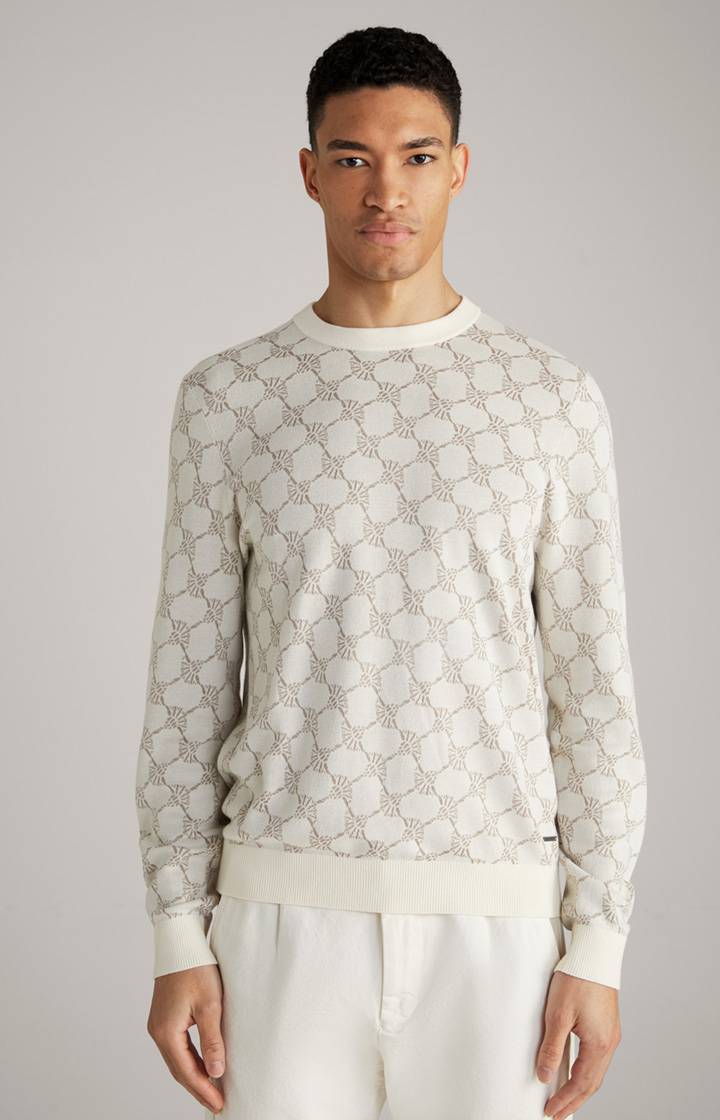 Joop Cornflower-Pullover Ravon in Weiß gemustert