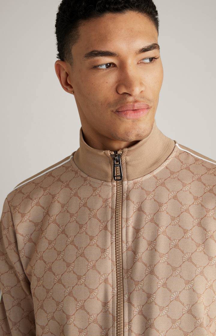 Joop Cornflower-Sweatjacke Tayfun in Beige gemustert im Angebot
